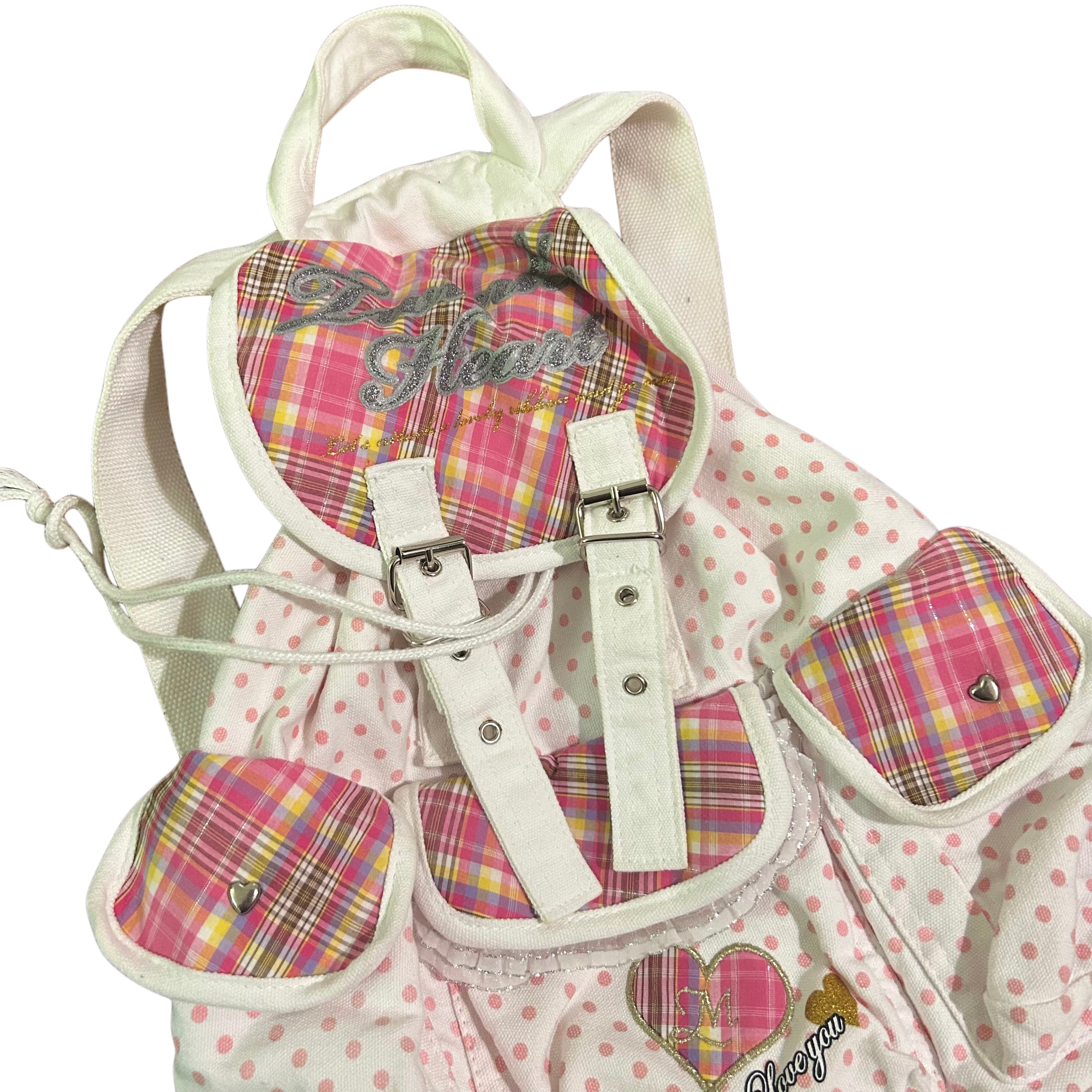 EXTREMELY RARE Heisei Retro Pink/White Polka Dot Backpack