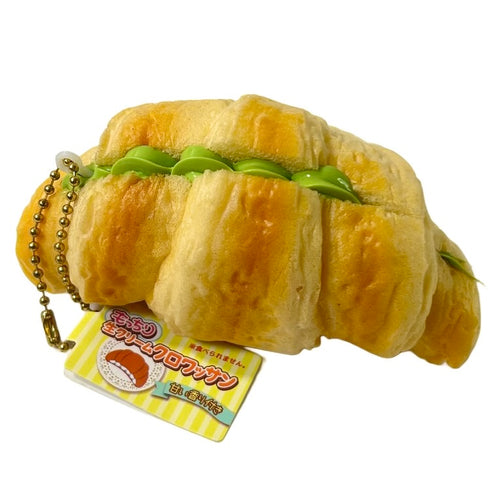 Cream Croissant Squishy Keychain