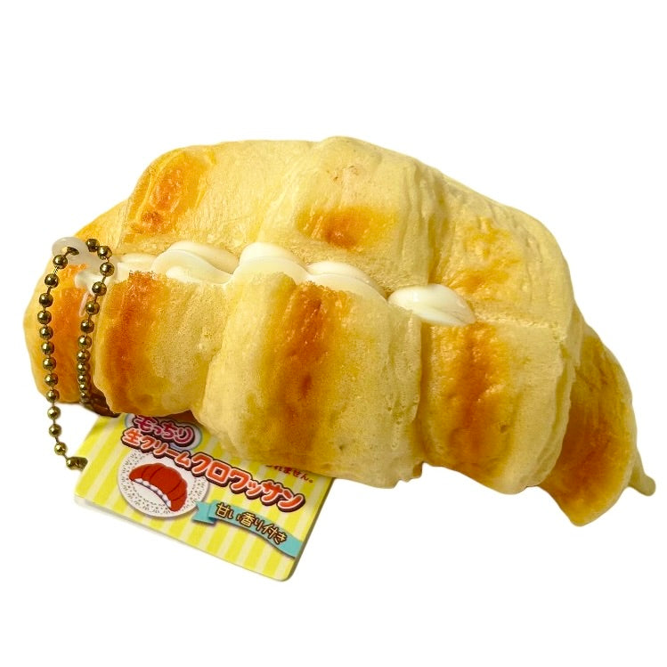 Cream Croissant Squishy Keychain