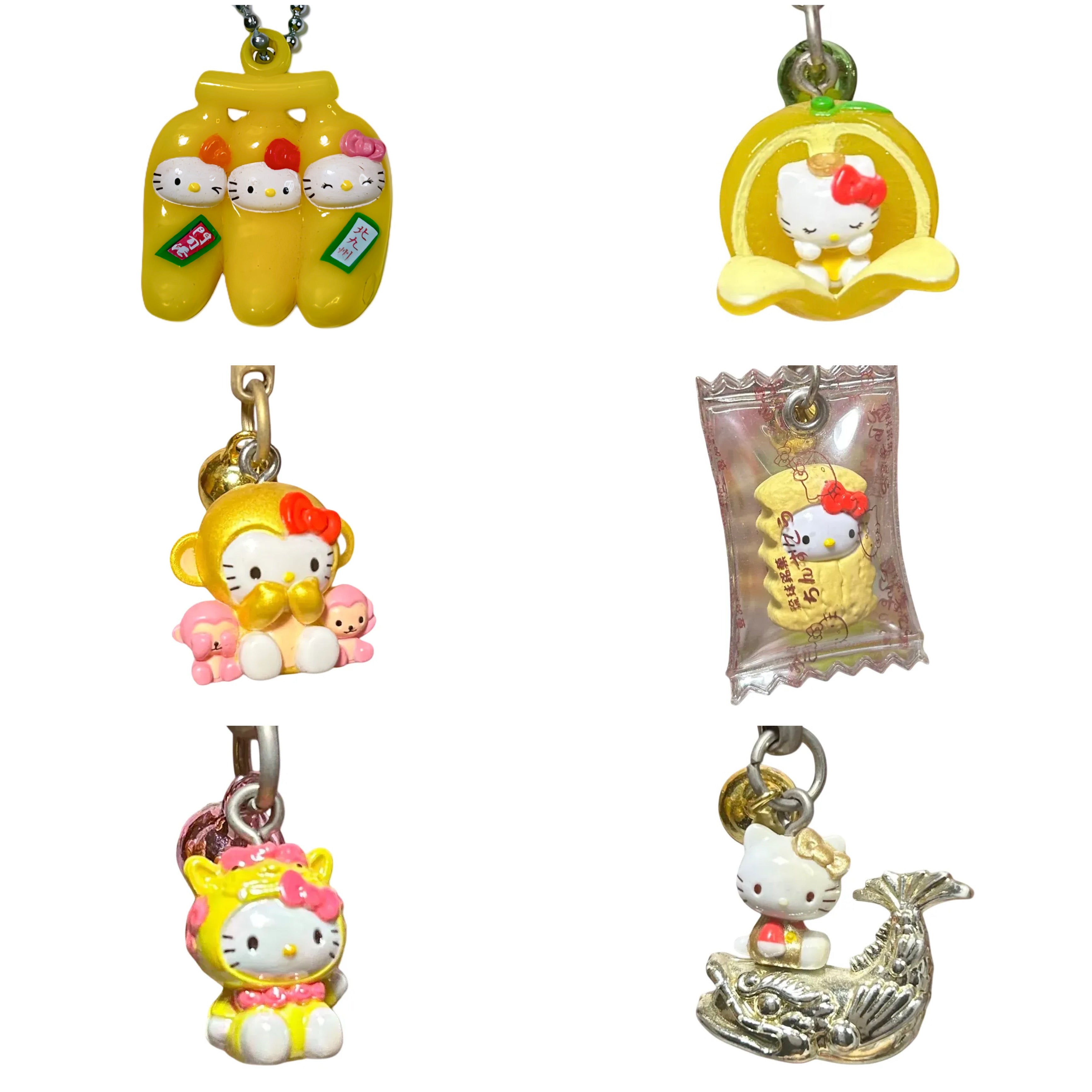 RARE Yellow 1976 Hello Kitty Gotochi Phone Strap Charms