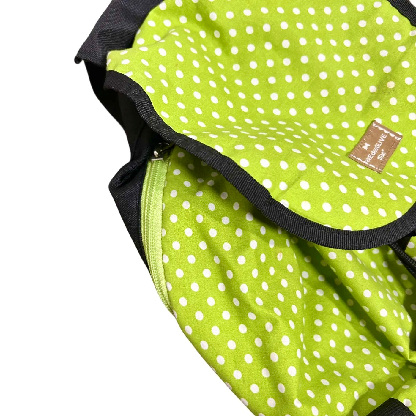 RARE Heisei Retro OliveDesOliveSac Green Polka Dot Backpack