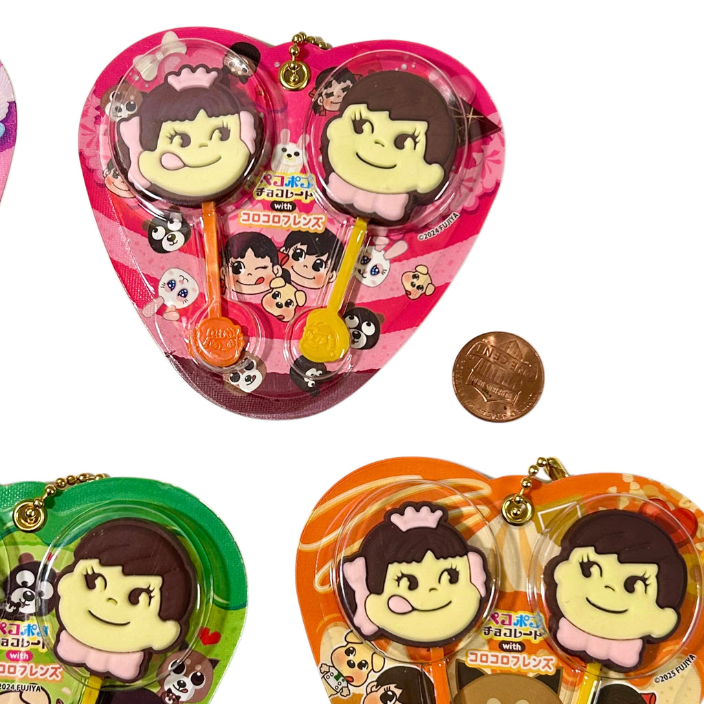 Fujiya Peko & Poko Chocolate Lollipop Gashapon Keychain